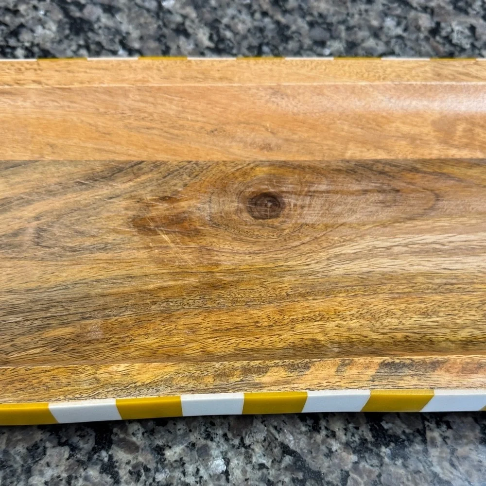 Striped yellow Wooden serving Tray